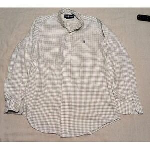 RALPH LAUREN Custom Fit 15‎  32-33 100% Cotton Button Down Dress Shirt Checks